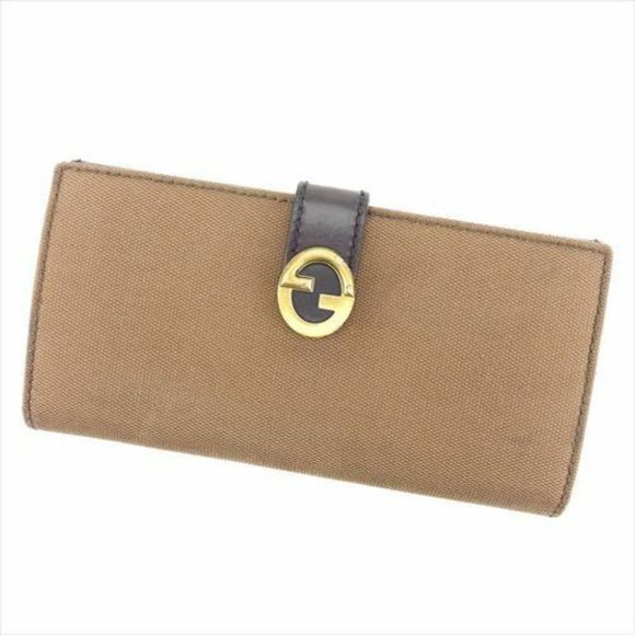Gucci Wallet Purse Brown Canvas Leather Woman Authentic Used T7458 - Picture 1 of 9